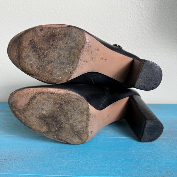 COACH Teagan Leather Ankle Boots in Black with Chain Accent & Side Zipper Sz 6 - Picture 10 of 10